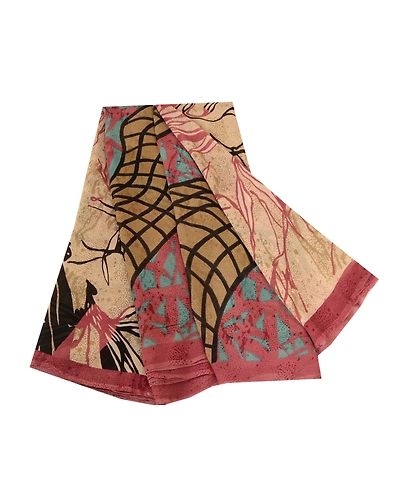 Sanskriti Vintage Sarees Multi Pure Georgette Silk Printed Sari 5Yd Craft Fabric, PRG-12279-Multi-Printed Floral Design-Pure Georgette Silk-2