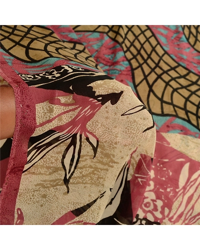 Sanskriti Vintage Sarees Multi Pure Georgette Silk Printed Sari 5Yd Craft Fabric, PRG-12279-Multi-Printed Floral Design-Pure Georgette Silk-4