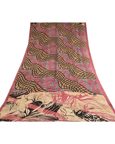 Sanskriti Vintage Sarees Multi Pure Georgette Silk Printed Sari 5Yd Craft Fabric, PRG-12279-Multi-Printed Floral Design-Pure Georgette Silk-8