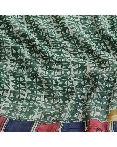 Sanskriti Vintage Sarees Green Pure Georgette Silk Printed Sari 5Yd Craft Fabric, PRG-12296-Green-Printed Floral Design-Pure Georgette Silk-6