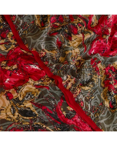 Sanskriti Vintage Sarees Black Pure Georgette Silk Printed Sari 5Yd Craft Fabric, PRG-12298-Black-Printed Floral Design-Pure Georgette Silk-1