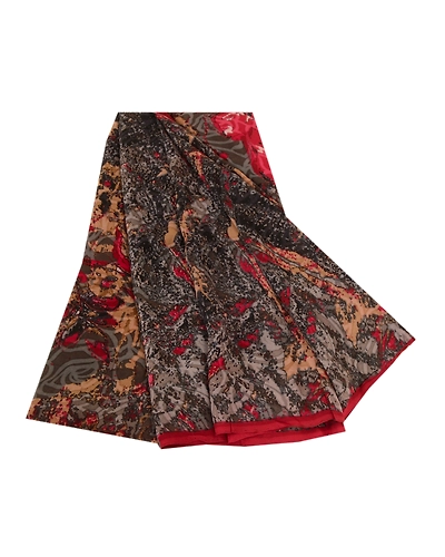 Sanskriti Vintage Sarees Black Pure Georgette Silk Printed Sari 5Yd Craft Fabric, PRG-12298-Black-Printed Floral Design-Pure Georgette Silk-2