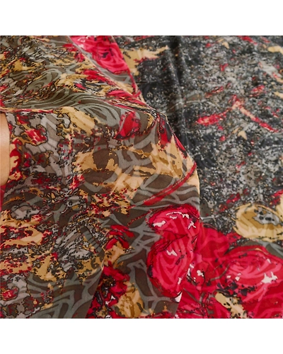 Sanskriti Vintage Sarees Black Pure Georgette Silk Printed Sari 5Yd Craft Fabric, PRG-12298-Black-Printed Floral Design-Pure Georgette Silk-4