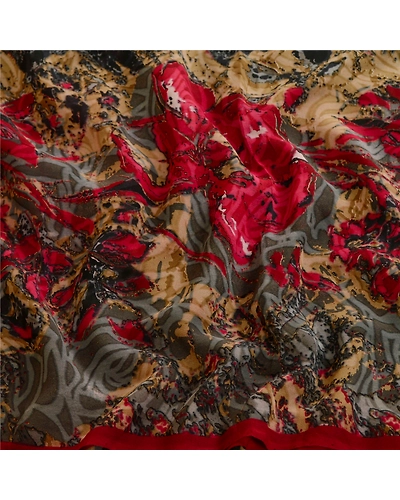 Sanskriti Vintage Sarees Black Pure Georgette Silk Printed Sari 5Yd Craft Fabric, PRG-12298-Black-Printed Floral Design-Pure Georgette Silk-6