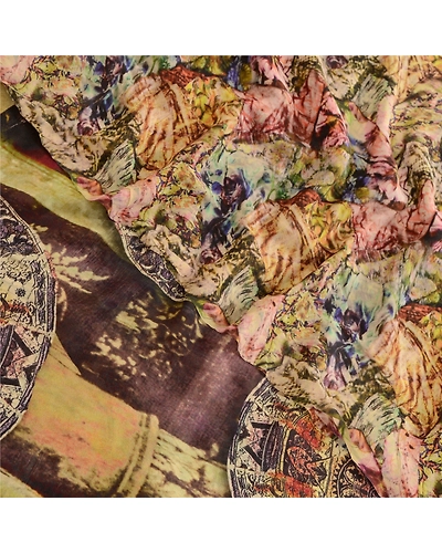 Sanskriti Vintage Sarees Multi Digital Printed Pure Georgette Silk Sari Fabric, PRG-12307-Multi-Printed Floral Design-Pure Georgette Silk-1