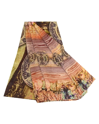 Sanskriti Vintage Sarees Multi Digital Printed Pure Georgette Silk Sari Fabric, PRG-12307-Multi-Printed Floral Design-Pure Georgette Silk-2