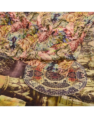 Sanskriti Vintage Sarees Multi Digital Printed Pure Georgette Silk Sari Fabric, PRG-12307-Multi-Printed Floral Design-Pure Georgette Silk-9