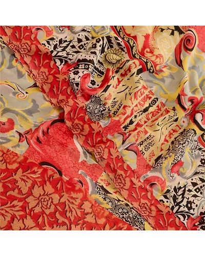 Sanskriti Vintage Sarees Red Pure Georgette Silk Printed Sari 5Yd Craft Fabric, PRG-12313-Red-Printed Floral Design-Pure Georgette Silk-1