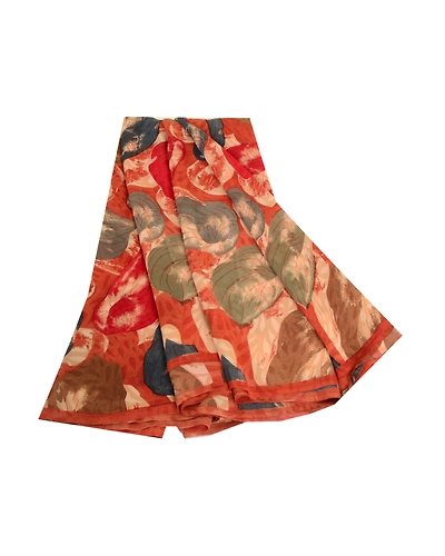 Sanskriti Vintage Sarees Multi Pure Georgette Silk Printed Sari 5Yd Craft Fabric, PRG-12318-Multi-Printed Floral Design-Pure Georgette Silk-2