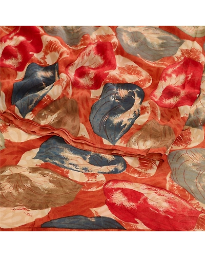 Sanskriti Vintage Sarees Multi Pure Georgette Silk Printed Sari 5Yd Craft Fabric, PRG-12318-Multi-Printed Floral Design-Pure Georgette Silk-7