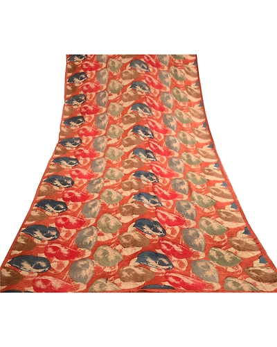 Sanskriti Vintage Sarees Multi Pure Georgette Silk Printed Sari 5Yd Craft Fabric, PRG-12318-Multi-Printed Floral Design-Pure Georgette Silk-8
