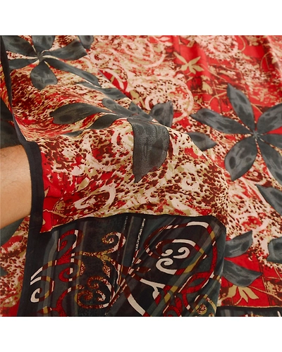 Sanskriti Vintage Sarees Red Printed Pure Georgette Silk Sari Soft Craft Fabric, PRG-12329-Red-Printed Floral Design-Pure Georgette Silk-4