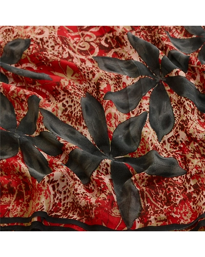 Sanskriti Vintage Sarees Red Printed Pure Georgette Silk Sari Soft Craft Fabric, PRG-12329-Red-Printed Floral Design-Pure Georgette Silk-6