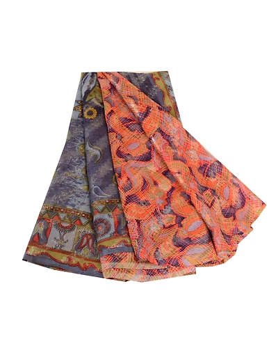 Sanskriti Vintage Sarees Multi Pure Georgette Silk Print Woven Sari Craft Fabric, PRG-12343-Multi-Printed Floral Design-Pure Georgette Silk-2