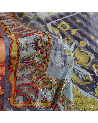 Sanskriti Vintage Sarees Multi Pure Georgette Silk Print Woven Sari Craft Fabric, PRG-12343-Multi-Printed Floral Design-Pure Georgette Silk-4