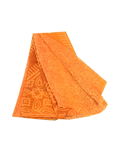 Sanskriti Vintage Sarees Saffron Pure Georgette Silk Printed Sari Craft Fabric, PRG-12352-Saffron-Printed Floral Design-Pure Georgette Silk-2