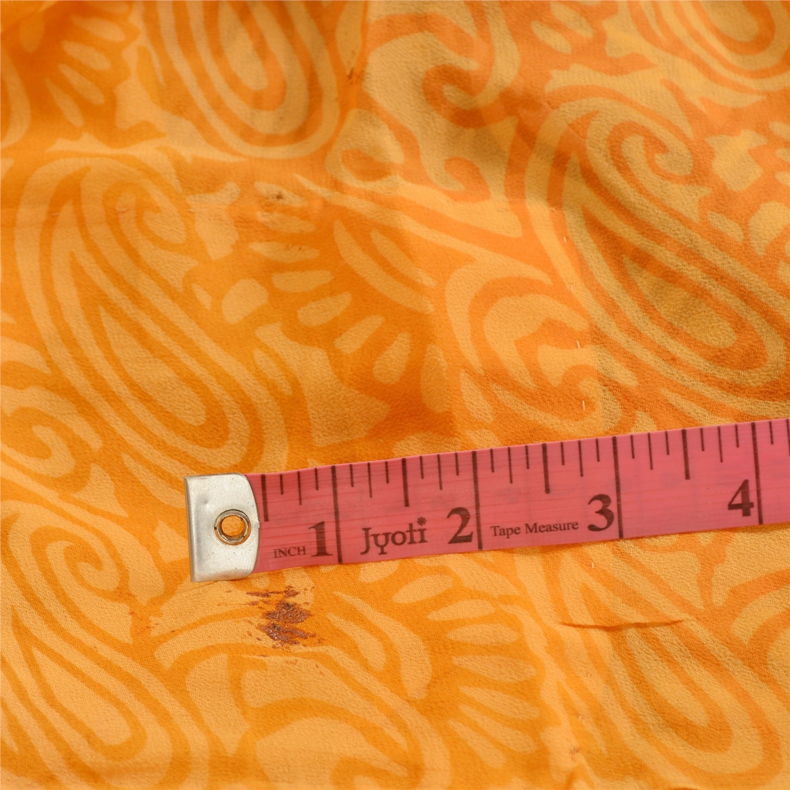 Sanskriti Vintage Sarees Saffron Pure Georgette Silk Printed Sari Craft Fabric, PRG-12352-Saffron-Printed Floral Design-Pure Georgette Silk-3