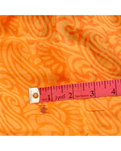 Sanskriti Vintage Sarees Saffron Pure Georgette Silk Printed Sari Craft Fabric, PRG-12352-Saffron-Printed Floral Design-Pure Georgette Silk-3