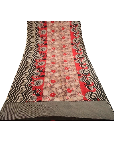 Sanskriti Vintage Sarees Multi Pure Georgette Silk Printed Sari 5Yd Craft Fabric, PRG-12354-Multi-Printed Floral Design-Pure Georgette Silk-8