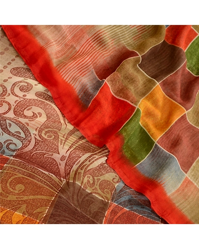Sanskriti Vintage Sarees From India Multi Georgette Printed Sari Craft Fabric, PRG-12357-Multi-Printed Floral Design-Poly Georgette-1
