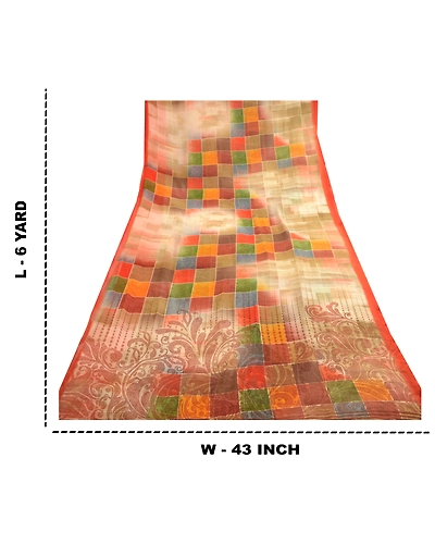 Sanskriti Vintage Sarees From India Multi Georgette Printed Sari Craft Fabric, PRG-12357-Multi-Printed Floral Design-Poly Georgette-3