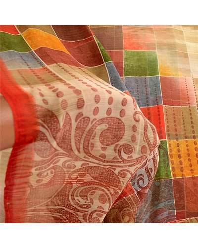 Sanskriti Vintage Sarees From India Multi Georgette Printed Sari Craft Fabric, PRG-12357-Multi-Printed Floral Design-Poly Georgette-4