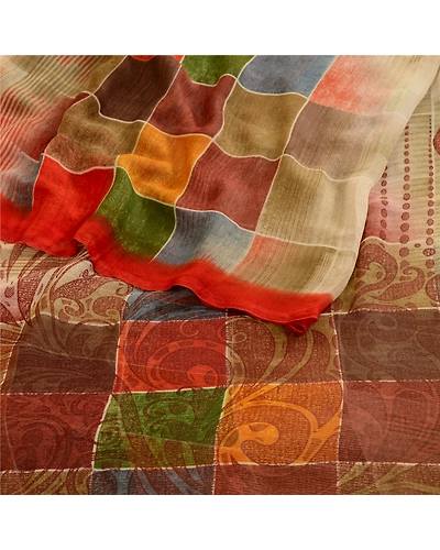 Sanskriti Vintage Sarees From India Multi Georgette Printed Sari Craft Fabric, PRG-12357-Multi-Printed Floral Design-Poly Georgette-7