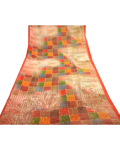 Sanskriti Vintage Sarees From India Multi Georgette Printed Sari Craft Fabric, PRG-12357-Multi-Printed Floral Design-Poly Georgette-8