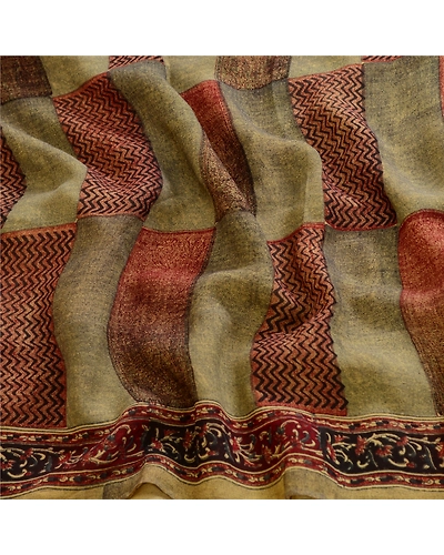 Sanskriti Vintage Sarees Multi Pure Georgette Silk Printed Sari 5Yd Craft Fabric, PRG-12358-Multi-Printed Floral Design-Pure Georgette Silk-6