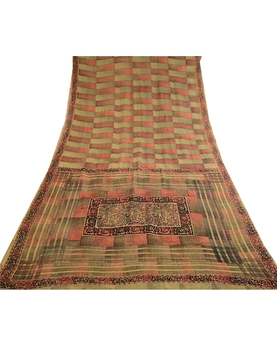 Sanskriti Vintage Sarees Multi Pure Georgette Silk Printed Sari 5Yd Craft Fabric, PRG-12358-Multi-Printed Floral Design-Pure Georgette Silk-8