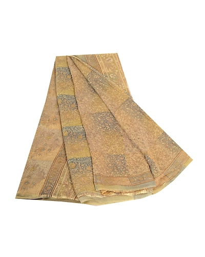 Sanskriti Vintage Sarees Green Pure Georgette Silk Printed Sari 5Yd Craft Fabric, PRG-12362-Green-Printed Floral Design-Pure Georgette Silk-2