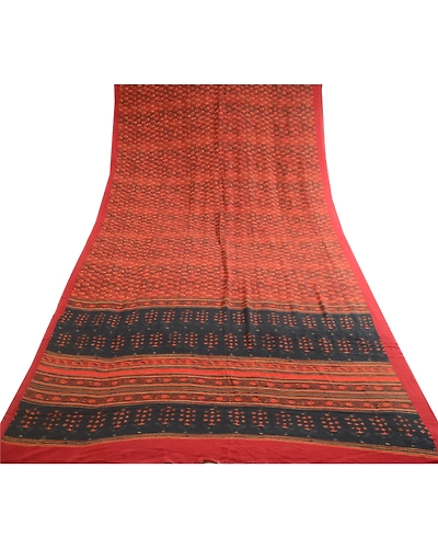 Sanskriti Vintage Sarees Dark Red Printed Pure Georgette Silk Sari Craft Fabric, PRG-12365-Dark Red-Printed Floral Design-Pure Georgette Silk-8