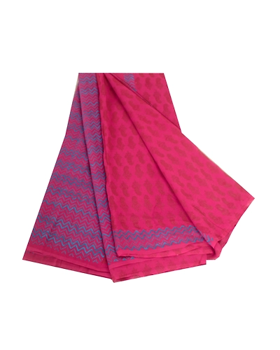Sanskriti Vintage Sarees Purple Block Printed Pure Georgette Silk Sari Fabric, PRG-12390-Purple-Printed Floral Design-Pure Georgette Silk-2