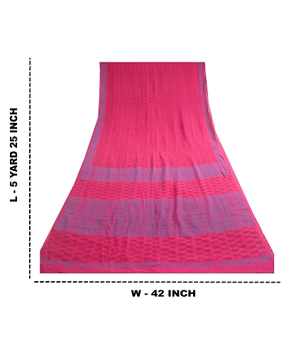 Sanskriti Vintage Sarees Purple Block Printed Pure Georgette Silk Sari Fabric, PRG-12390-Purple-Printed Floral Design-Pure Georgette Silk-3