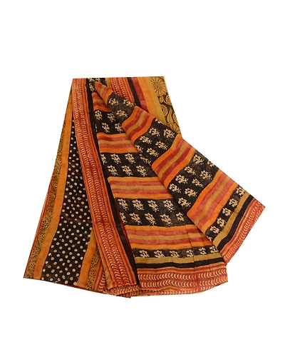 Sanskriti Vintage Sarees Black Pure Georgette Printed Silk Sari 5Yd Craft Fabric, PRG-12402-Black-Printed Floral Design-Pure Georgette Silk-2