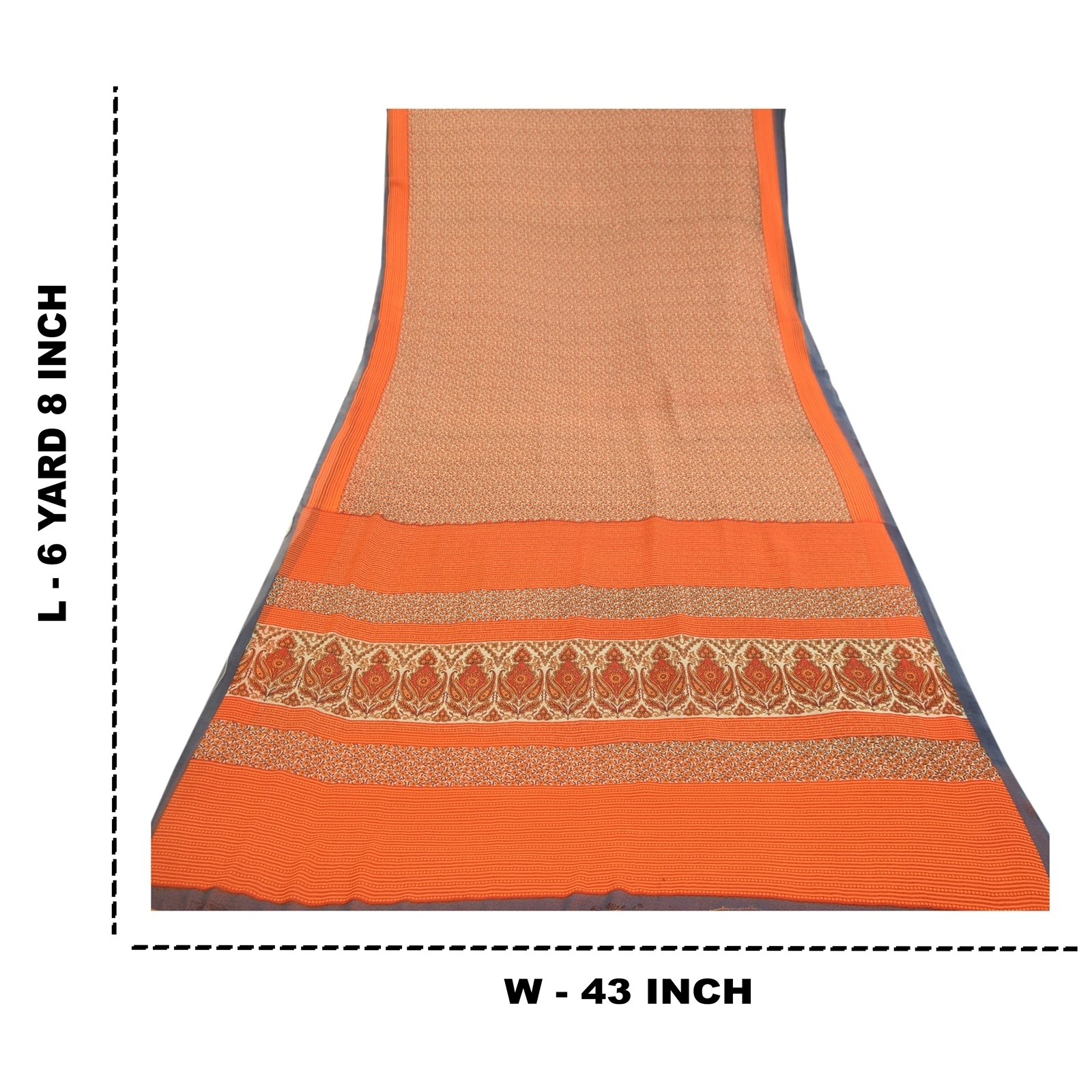 Sanskriti Vintage Sarees Indian Orange Georgette Printed Sari Soft Craft Fabric, PRG-12434-Orang-Printed Floral Design-Poly Georgette-3