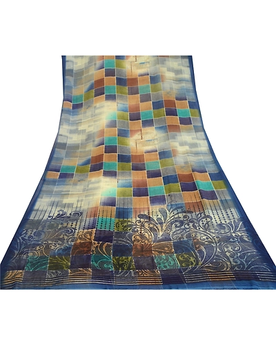 Sanskriti Vintage Sarees From India Multi Georgette Printed Sari Craft Fabric, PRG-12449-Multi-Printed Floral Design-Poly Georgette-8