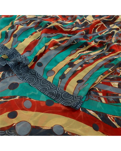 Sanskriti Vintage Sarees From India Multi Georgette Printed Sari Craft Fabric, PRG-12455-Multi-Printed Floral Design-Poly Georgette-7