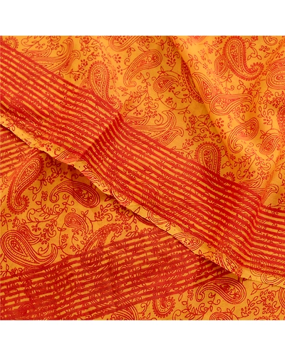 Sanskriti Vintage Sarees Yellow Pure Georgette Silk Printed Sari Craft Fabric, PRG-12476-Yellow-Printed Floral Design-Pure Georgette Silk-1