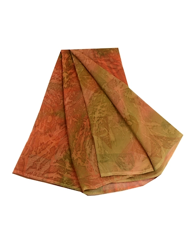 Sanskriti Vintage Sarees Brown Pure Chiffon Silk Printed Sari 5Yd Craft Fabric, PRG-12477-Brown-Printed Floral Design-Pure Chiffon Silk-2