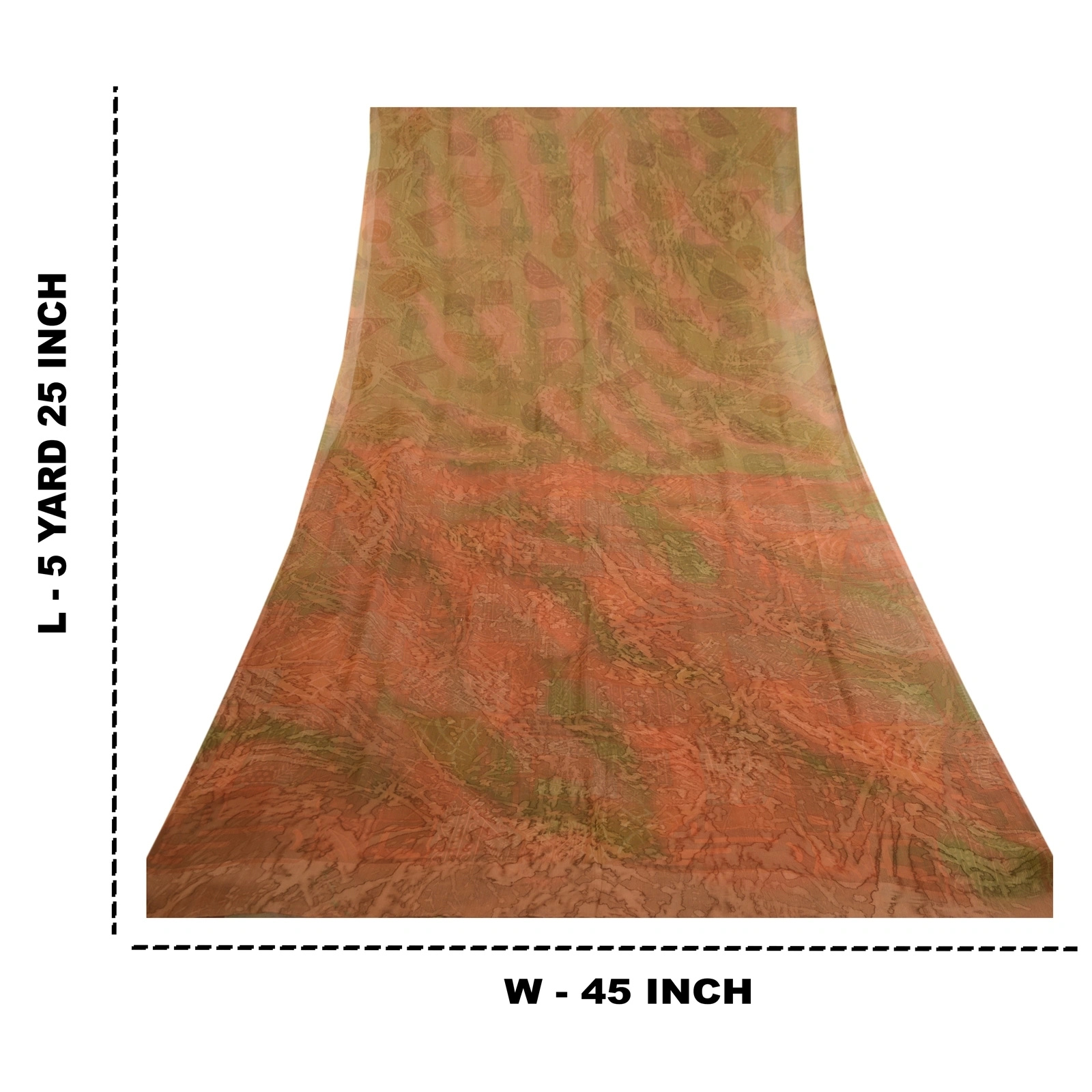 Sanskriti Vintage Sarees Brown Pure Chiffon Silk Printed Sari 5Yd Craft Fabric, PRG-12477-Brown-Printed Floral Design-Pure Chiffon Silk-3