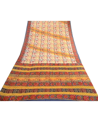 Sanskriti Vintage Sarees 100% Pure Georgette Silk Printed Sari Craft 5 Yd Fabric, PRG-12501-Multi-Printed Floral Design-Pure Georgette Silk-8