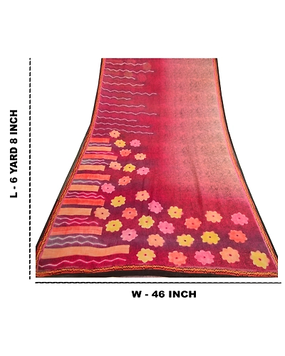 Sanskriti Vintage Purple Sarees Pure Georgette Silk Printed Sari Craft Fabric, PRG-12507-Shade Of Purple-Printed Floral Design-Pure Georgette Silk-3