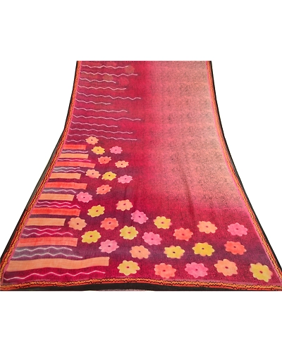 Sanskriti Vintage Purple Sarees Pure Georgette Silk Printed Sari Craft Fabric, PRG-12507-Shade Of Purple-Printed Floral Design-Pure Georgette Silk-8