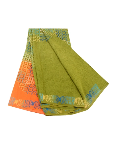 Sanskriti Vintage Sarees Green Pure Georgette Silk Printed Sari 5Yd Craft Fabric, PRG-12536-Green-Printed Floral Design-Pure Georgette Silk-2