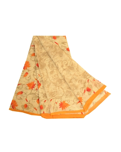 Sanskriti Vintage Sarees Green Pure Georgette Silk Printed Sari 5Yd Craft Fabric, PRG-12544-Green-Printed Floral Design-Pure Georgette Silk-2
