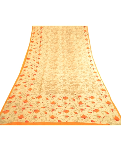Sanskriti Vintage Sarees Green Pure Georgette Silk Printed Sari 5Yd Craft Fabric, PRG-12544-Green-Printed Floral Design-Pure Georgette Silk-8