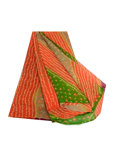 Sanskriti Vintage Sarees Multi Bandhani Printed Pure Georgette Silk Sari Fabric, PRG-12558-Multi-Printed Floral Design-Pure Georgette Silk-2