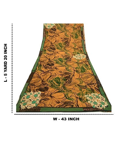 Sanskriti Vintage Sarees Multi Embroidered Print Pure Georgette Silk Sari Fabric, PRG-12586-Multi-Printed Floral Design-Pure Georgette Silk-3
