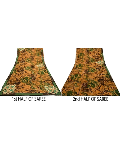 Sanskriti Vintage Sarees Multi Embroidered Print Pure Georgette Silk Sari Fabric, PRG-12586-Multi-Printed Floral Design-Pure Georgette Silk-5